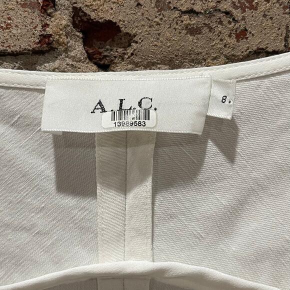 A.L.C. Aila White Long Puff Sleeve Linen Mini Dress Size 8 - Picture 6 of 8